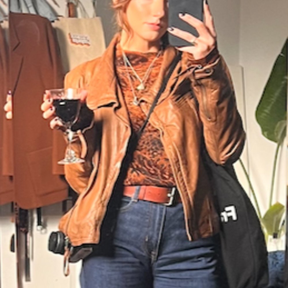 DANIER BROWN LEATHER JACKET - SIZE SMALL